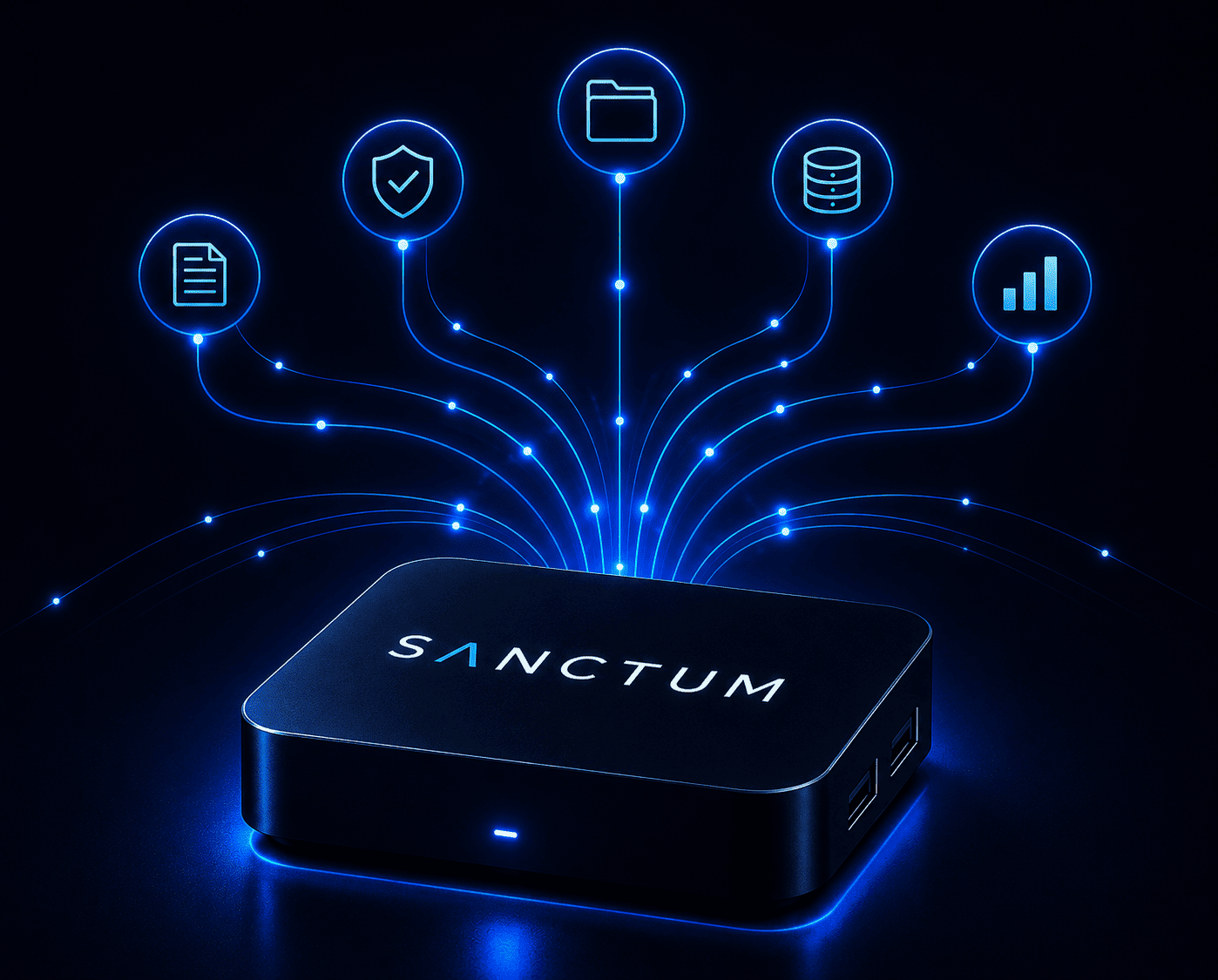SANCTUM private AI boundary connecting enterprise knowledge