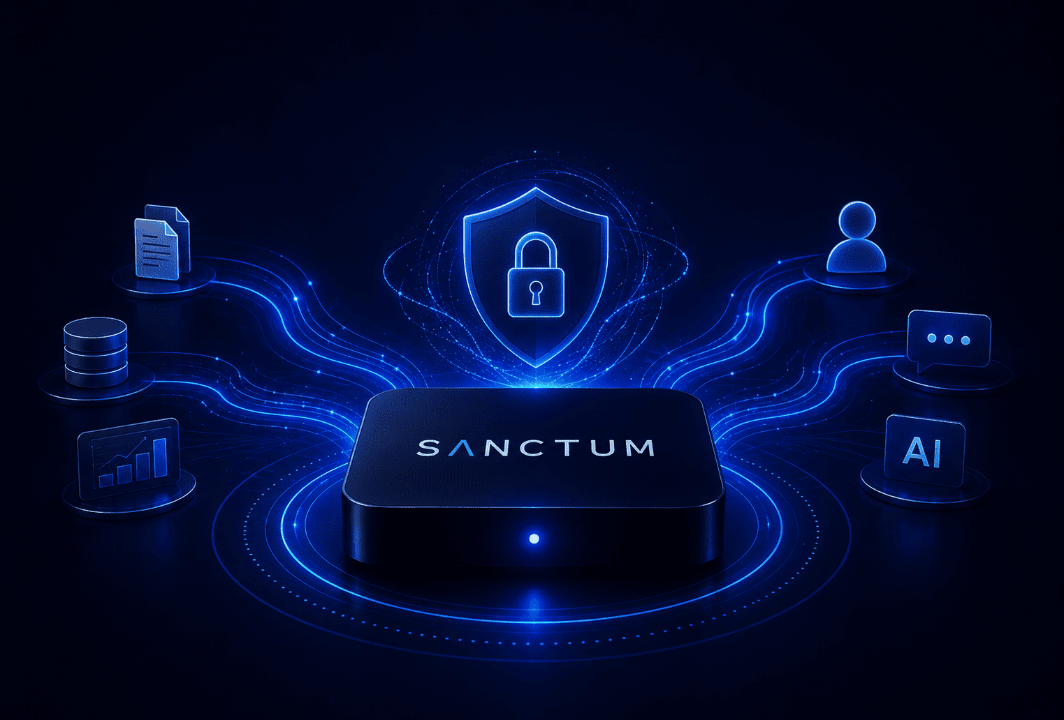 SANCTUM private AI control architecture connecting enterprise systems.